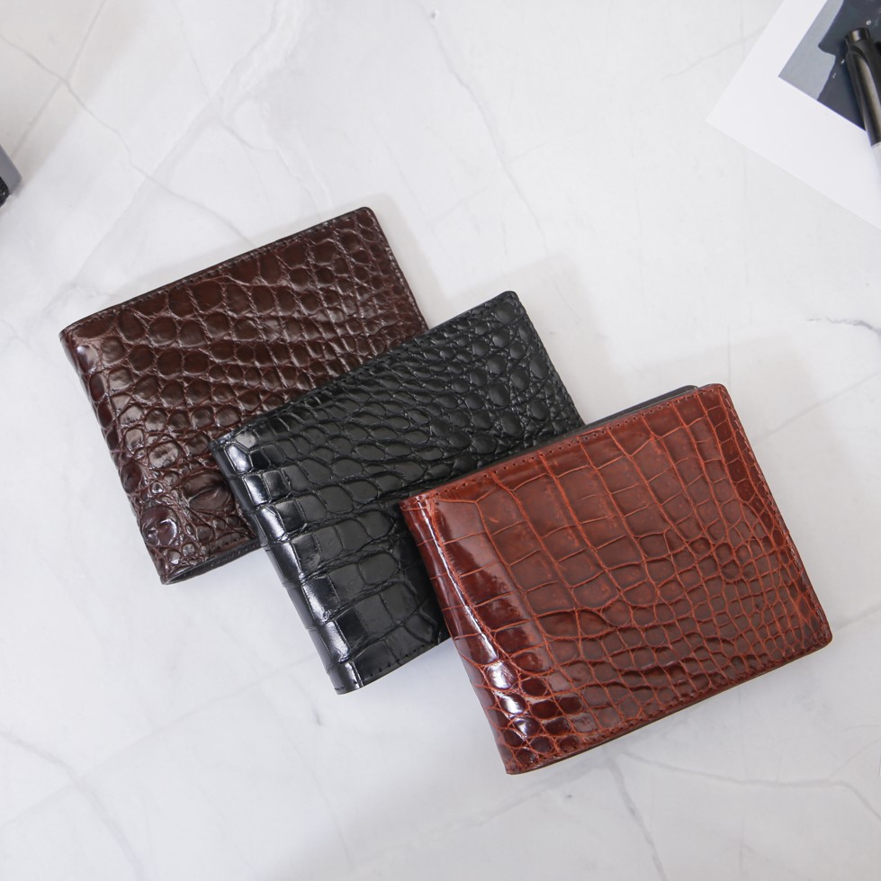 Ví da cá sấu da bụng 1 mặt - Leather Wallet Crocodile S2021 - Mã S93A - dáng ngang