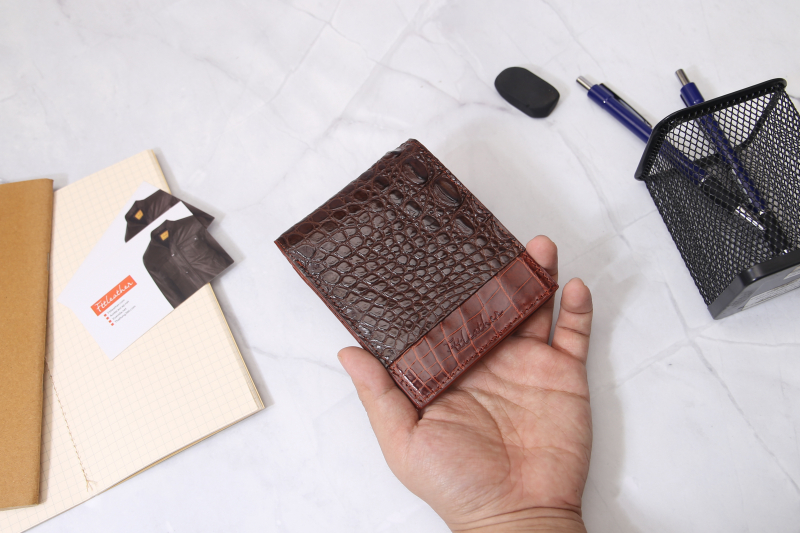 Ví da cá sấu Thái da bụng phối da - 1 mặt Leather Wallet Crocodile S2022 - S94A