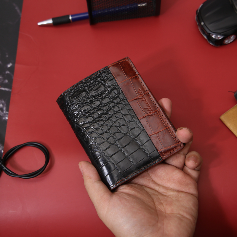 Ví da cá sấu Thái da bụng phối da - 1 mặt Leather Wallet Crocodile S2022 - S94B