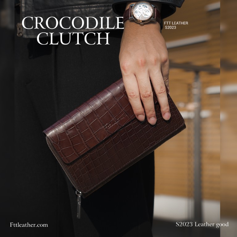 Ví Clutch da cá sấu 2 mặt Leather Clutch Crocodile S2022 - S94A