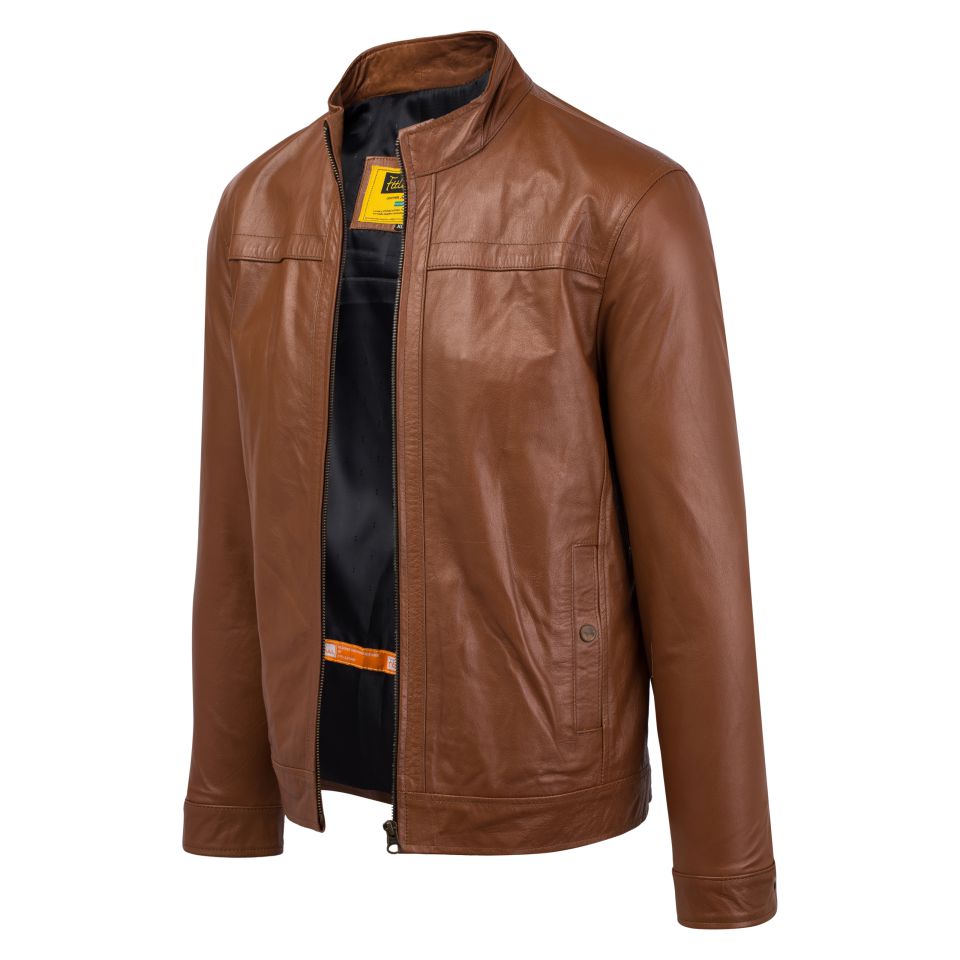 (AD-B2021) Áo da Racer Jacket có đường line trước ngực - Mã AD204B40