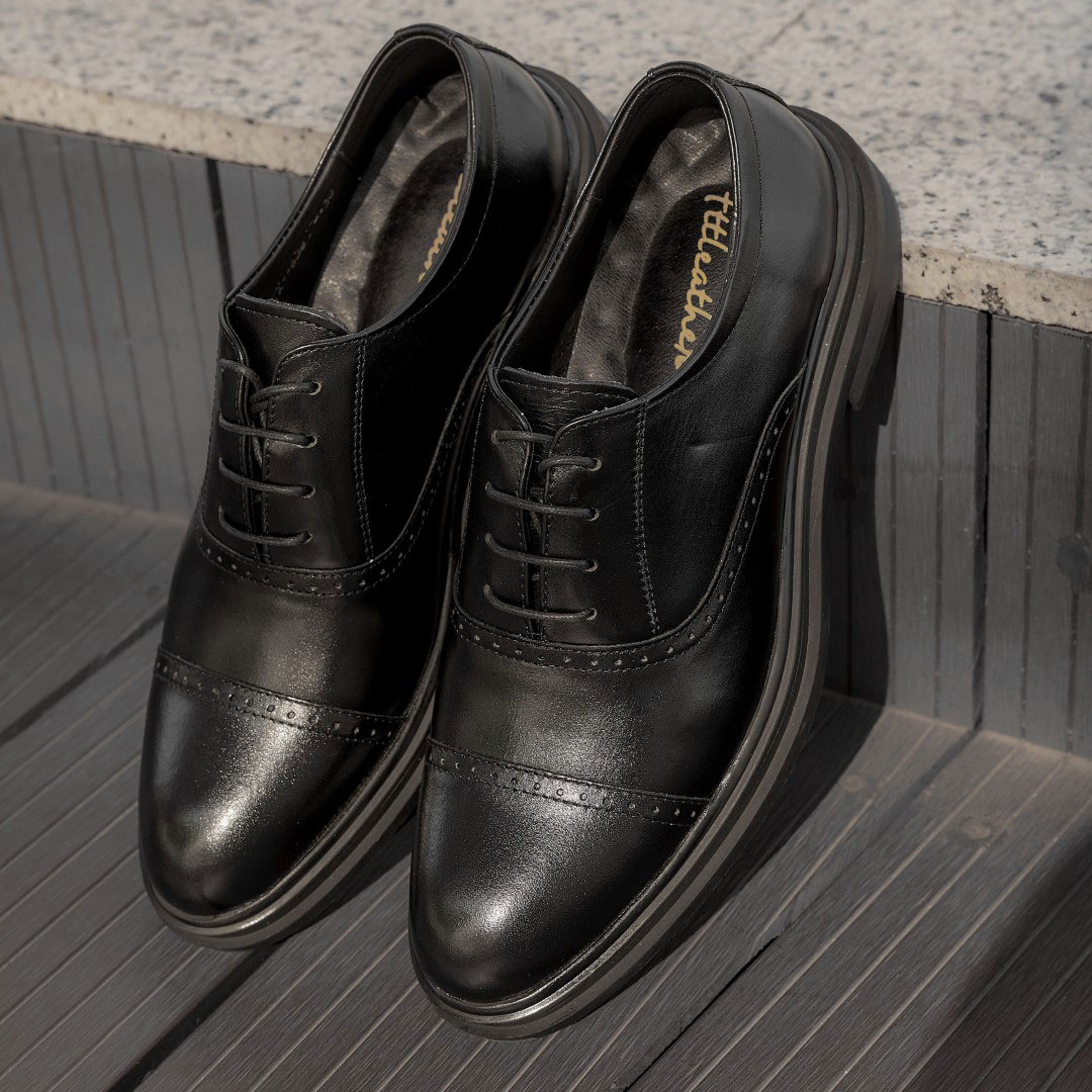 [S2024] Giày da nam Oxford Half Brogue Captoe đế tăng chiều cao ẩn