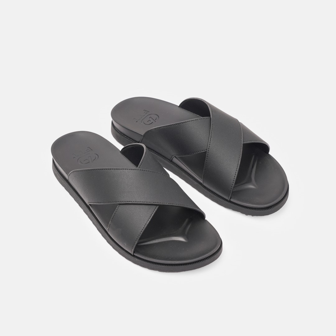 [S2024] Dép Sandal nam FTT Leather da microfiber quai chéo đế cao su êm chân, chống trượt