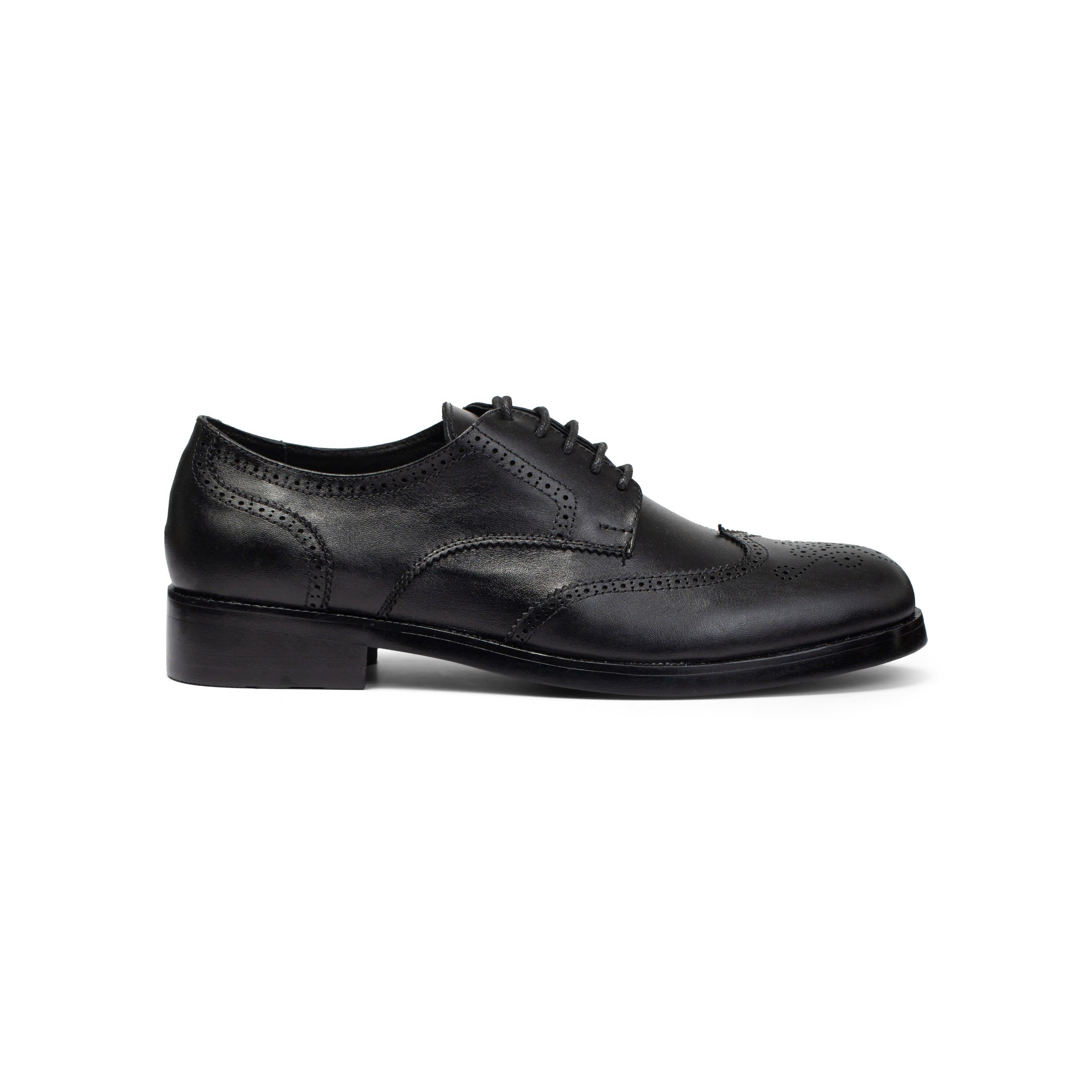 Giày da bò nam FTT Leather Giày Wingtip Derby đế phíp màu đen mã F64040